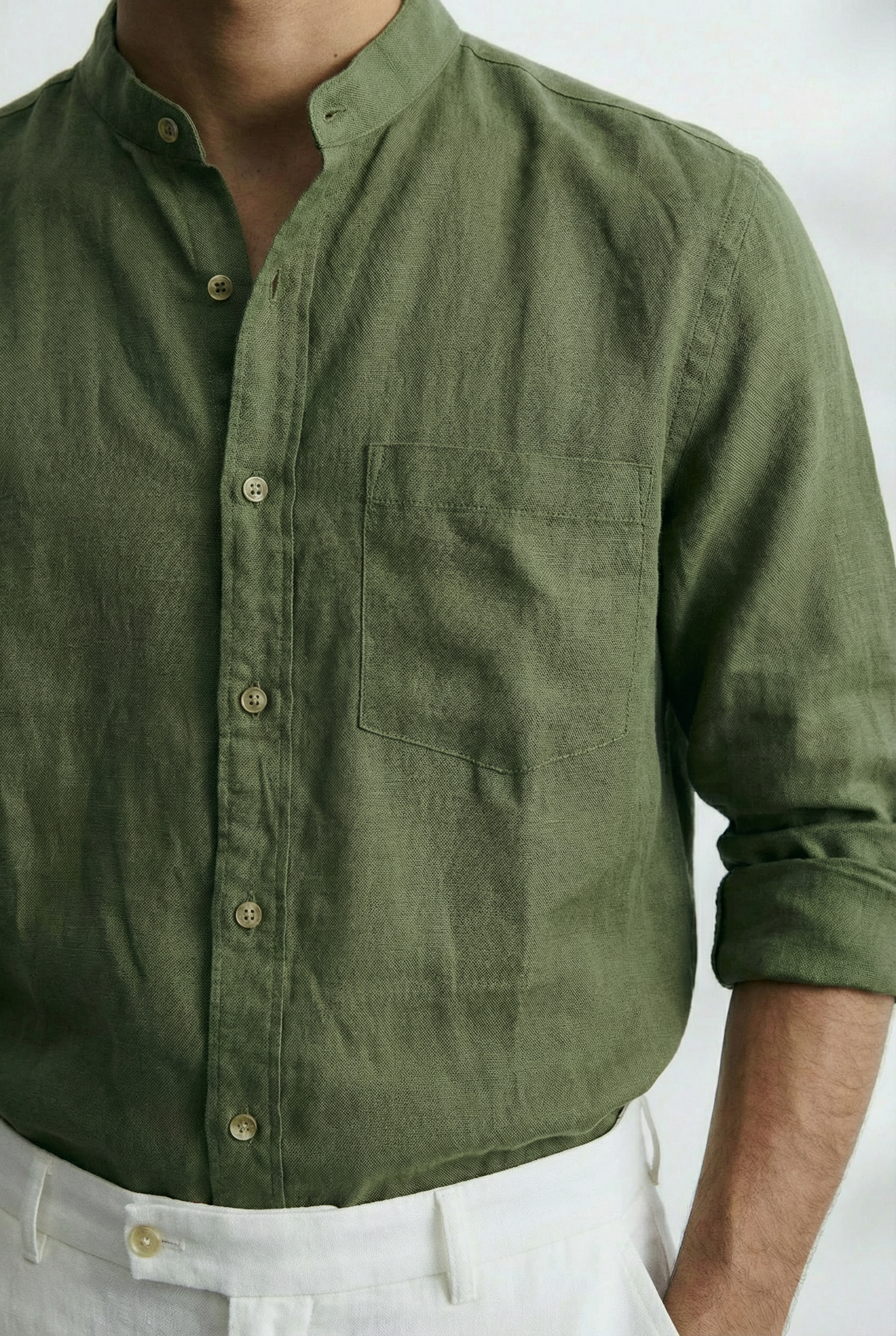 Chinese Collar | Pure Linen Shirt