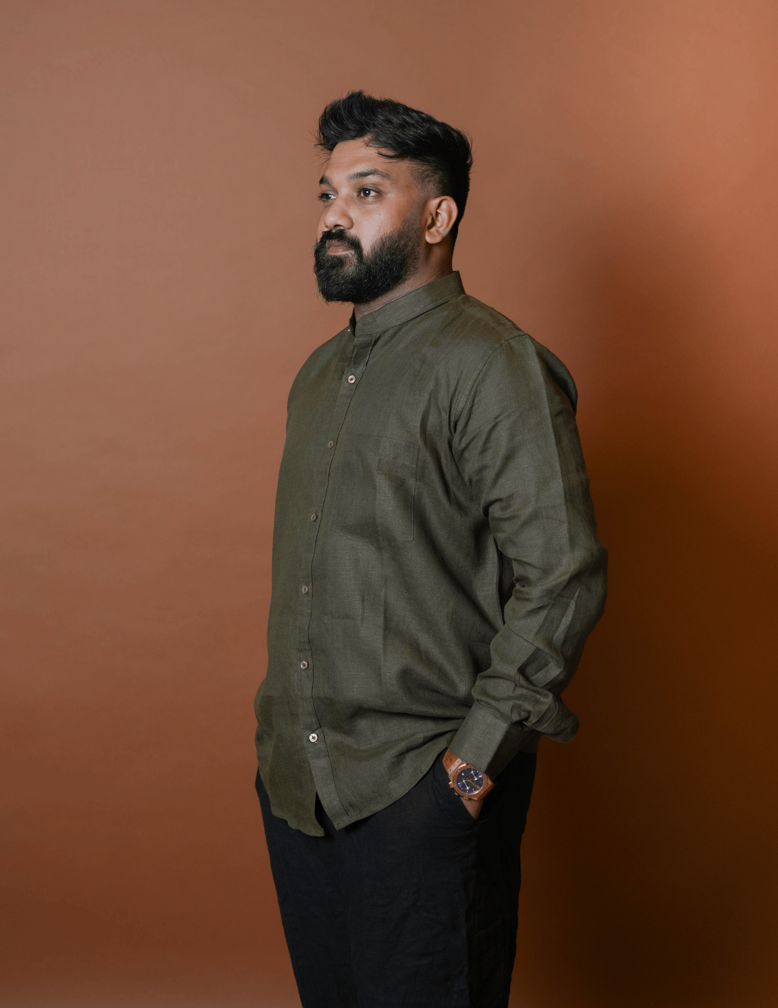 Chinese Collar | Pure Linen Shirt