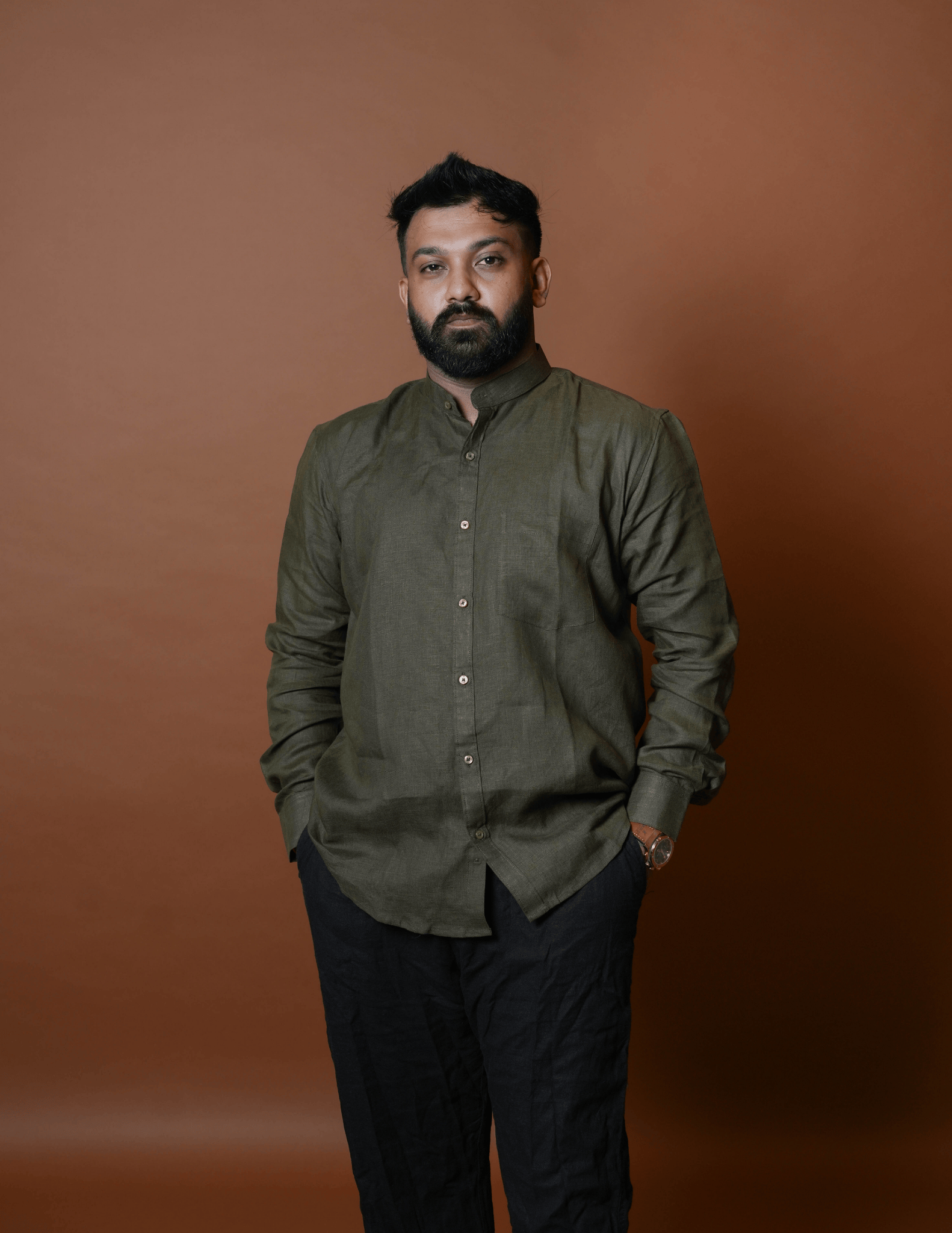 Chinese Collar | Pure Linen Shirt