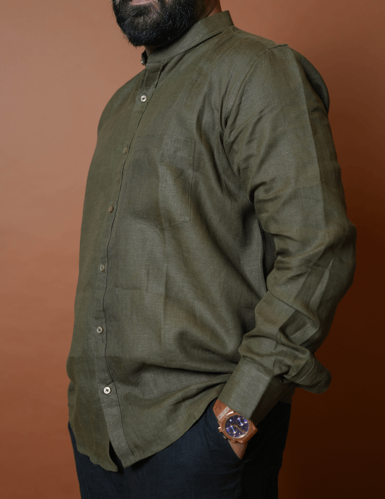 Chinese Collar | Pure Linen Shirt