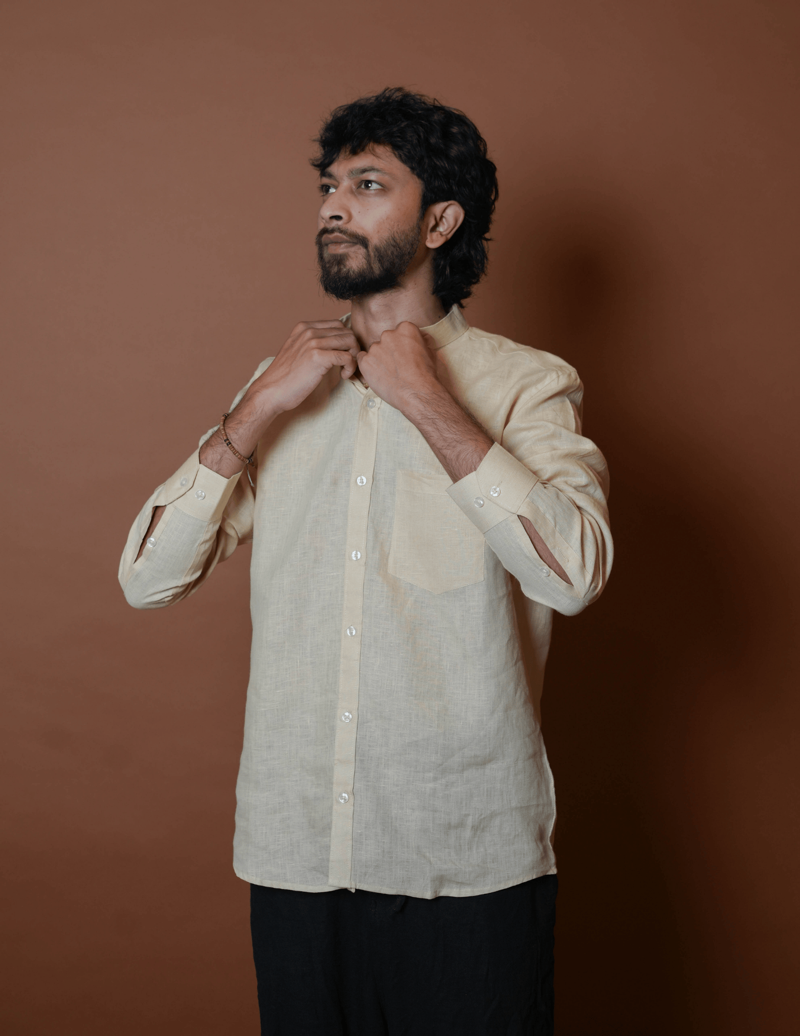 Chinese Collar | Pure Linen Shirt