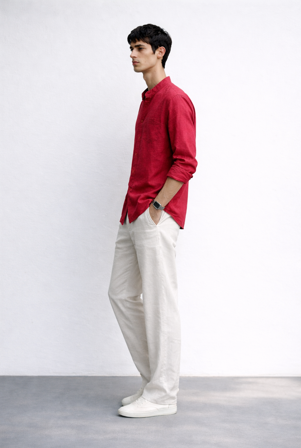 Chinese Collar | Pure Linen Shirt