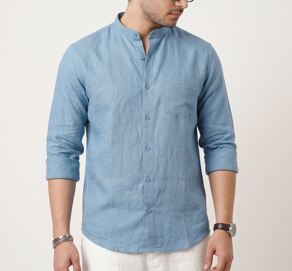Chinese Collar | Pure Linen Shirt
