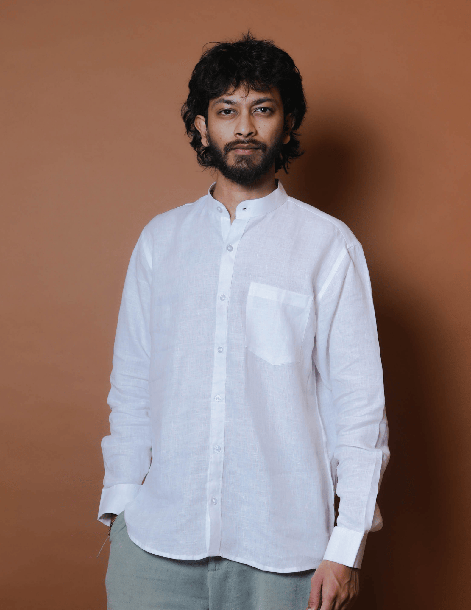 Chinese Collar | Pure Linen Shirt
