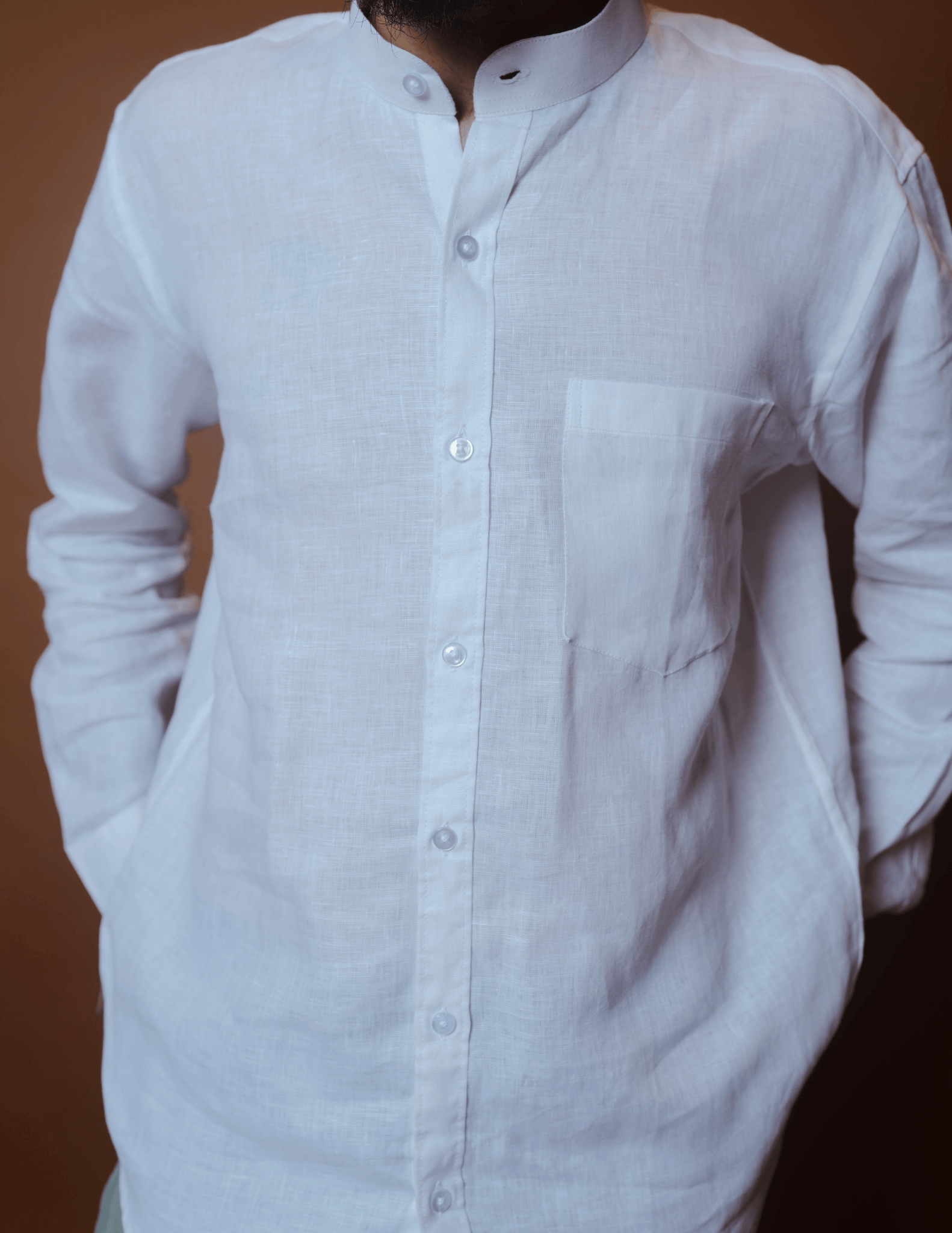 Chinese Collar | Pure Linen Shirt